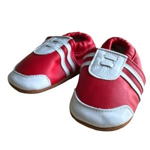 Baby Boy & Girl Leather Shoes Toddler Soft Sole First Walking Crib Red & White